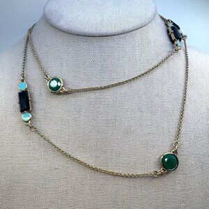 Kate Spade Turquoise Blue & Green Gemstone Station Necklace Size 36" Length